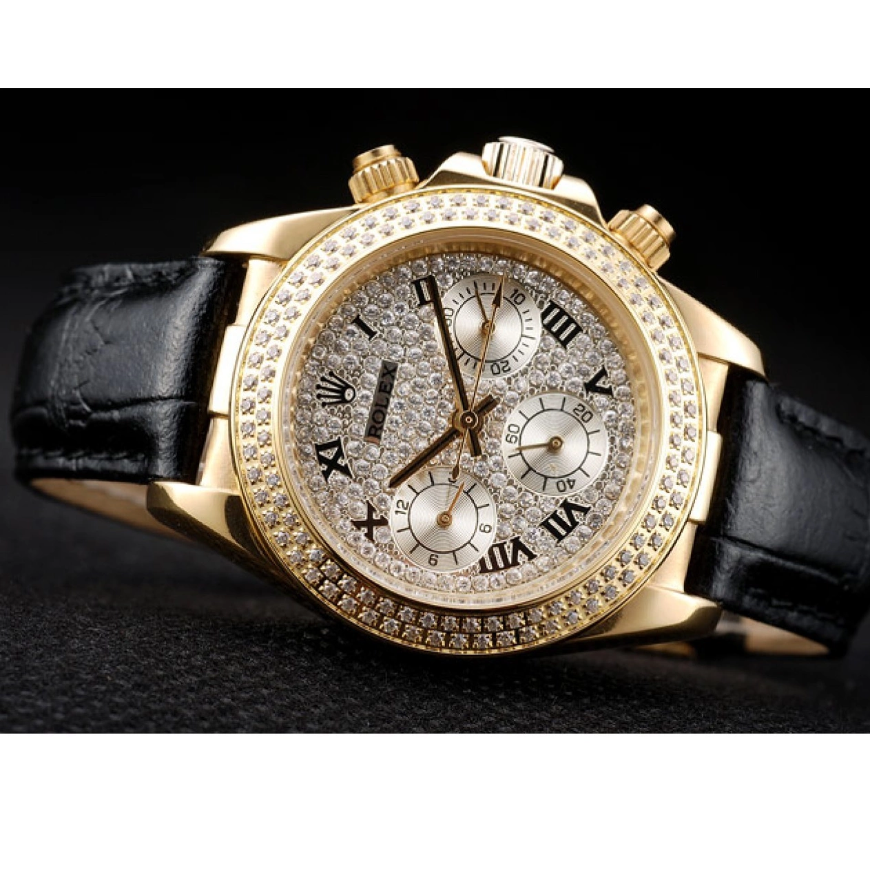 MiroTime 0726 Rolex Daytona Lady Gold Case Crystal Studded Bezel Crystal Studded Dial 98238